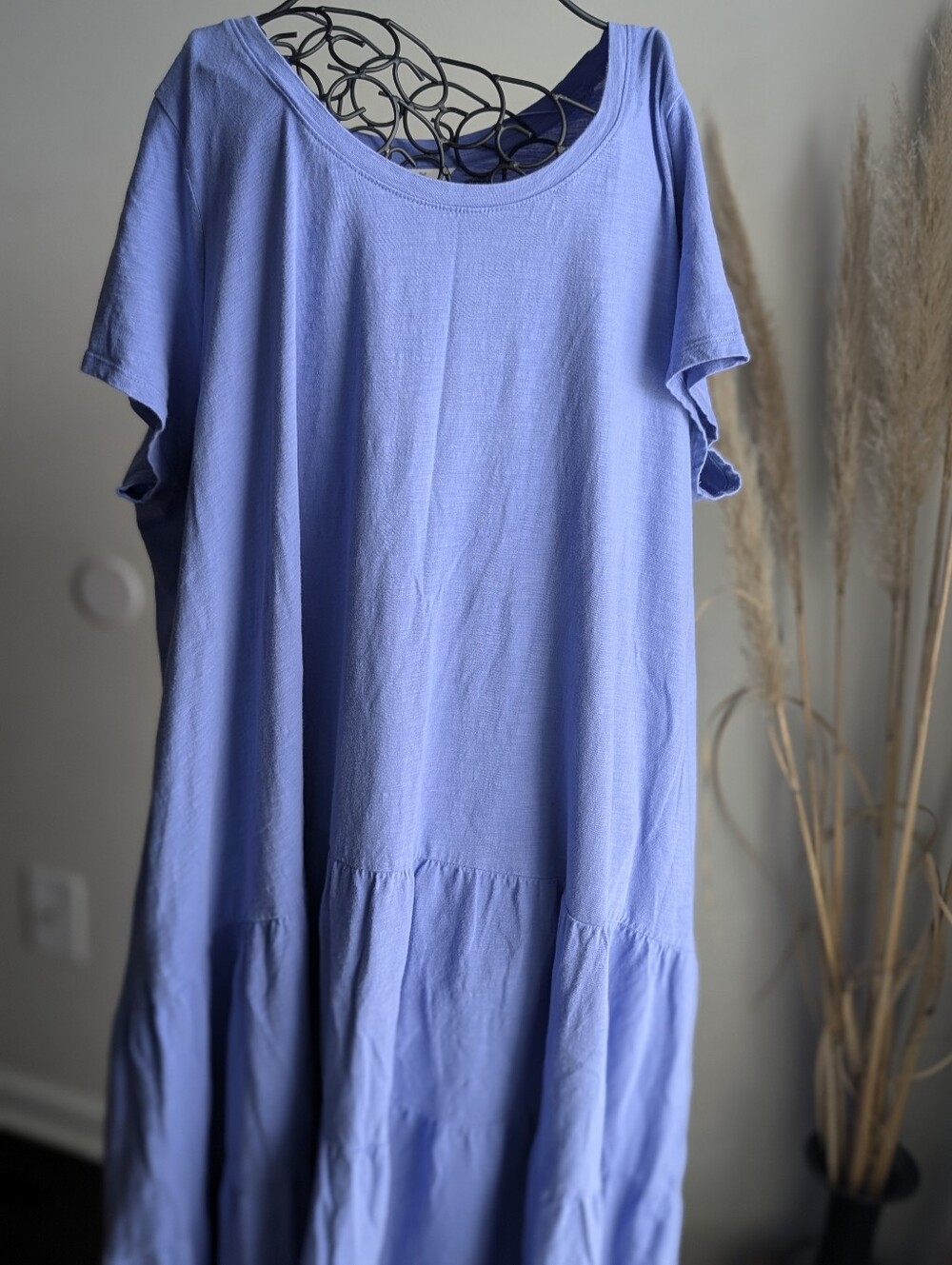 Terra & Sky Lavender Tiered Short-Sleeve Midi Dress